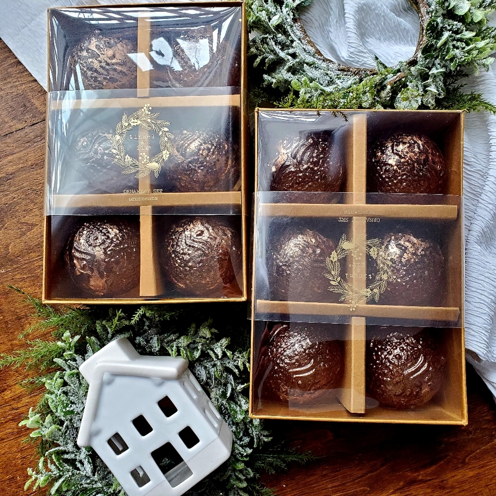 Tinsel & Fir Brown Glass Overlay Round Mix & Match Christmas Tree Orname…